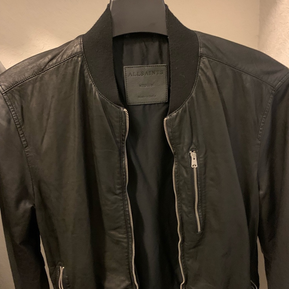 Allsaints Kino Leather Bomber Jacket